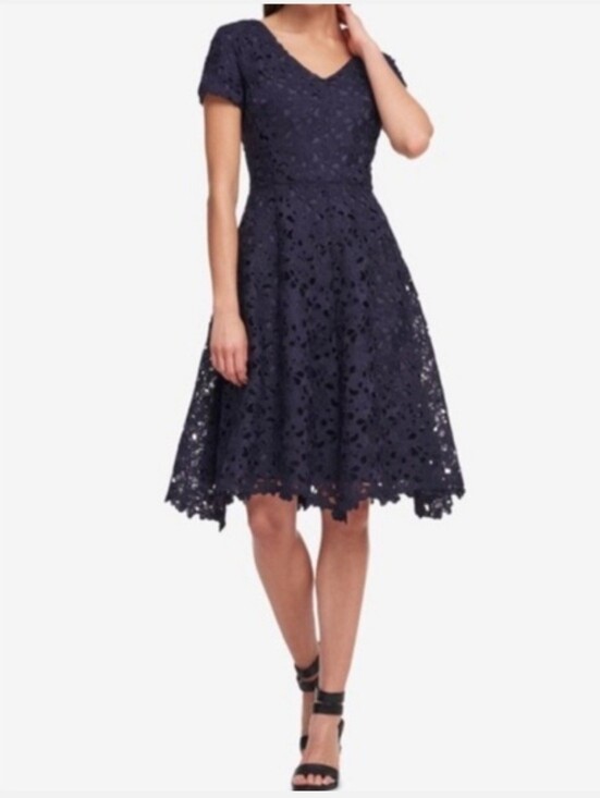 Dkny Dresses & Skirts - DKNY Navy Floral Lace V‑Neck Dress
